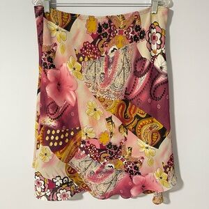 Vintage Baranda Y2K Floral Midi Skirt Muti Color Pink